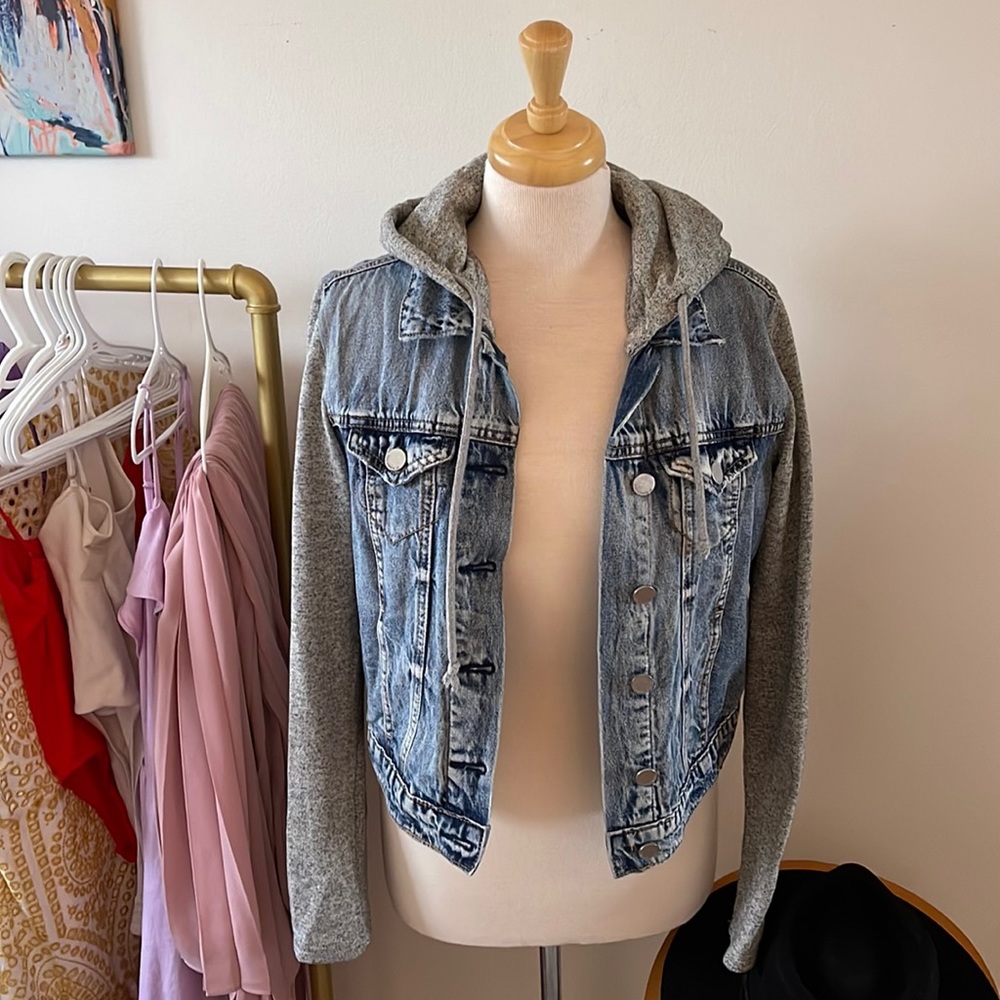 Cute little hooded denim jacket